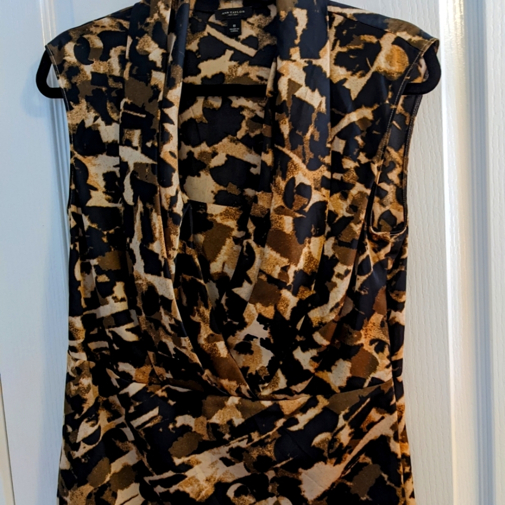 Leopard Shawl collar, Empire waist Blouse - Size 8